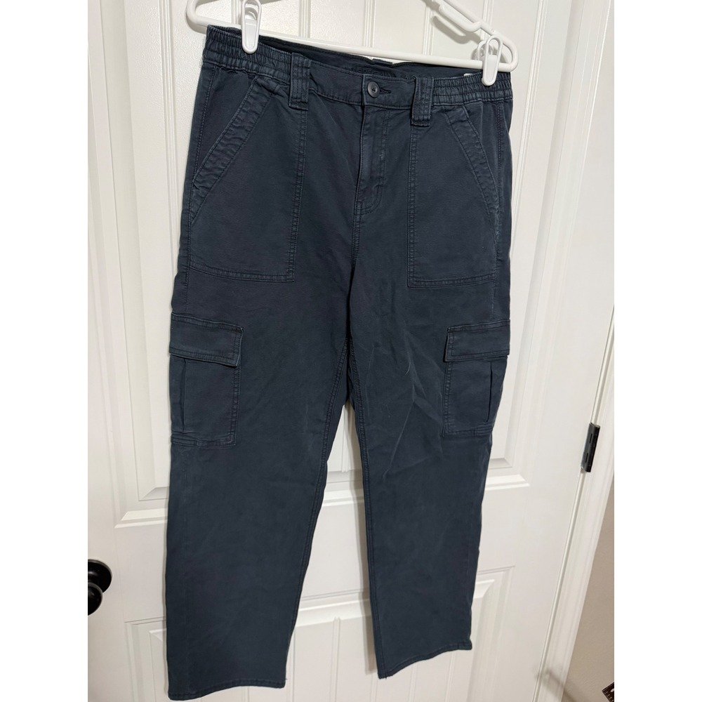 American Eagle Cargo Pants Womens 10 Navy Blue High Rise Utility Elastic Waist